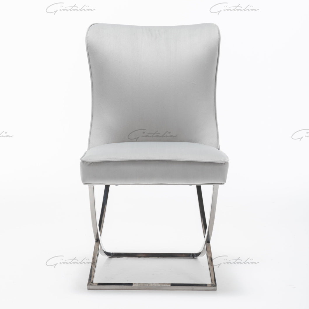 Coco X Leg Light Grey Tufted  Dining Chairs