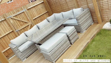 Load image into Gallery viewer, Monte Carlo Rattan Wide Corner Sofa With Rising Dining Table Set In Beige