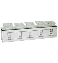 Load image into Gallery viewer, Silver Mirror Crystal 5 Piece Candle Holder