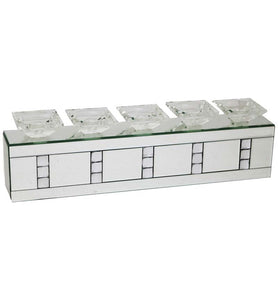 Silver Mirror Crystal 5 Piece Candle Holder