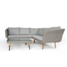 Load image into Gallery viewer, Chicago Contemporary Rattan Corner Sofa with Coffee Table/Footstool