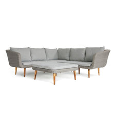 Load image into Gallery viewer, Chicago Contemporary Rattan Corner Sofa with Coffee Table/Footstool