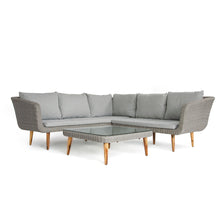 Load image into Gallery viewer, Chicago Contemporary Rattan Corner Sofa with Coffee Table/Footstool