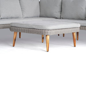 Chicago Contemporary Rattan Corner Sofa with Coffee Table/Footstool