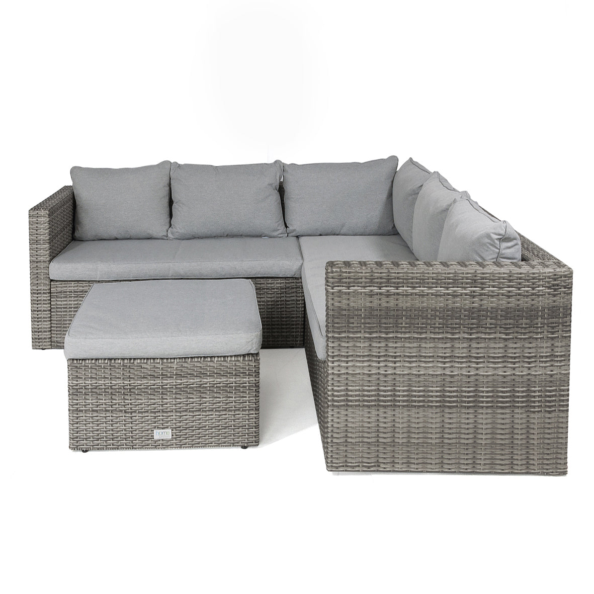 Florida Corner Sofa with Large Stool in Grey Rattan