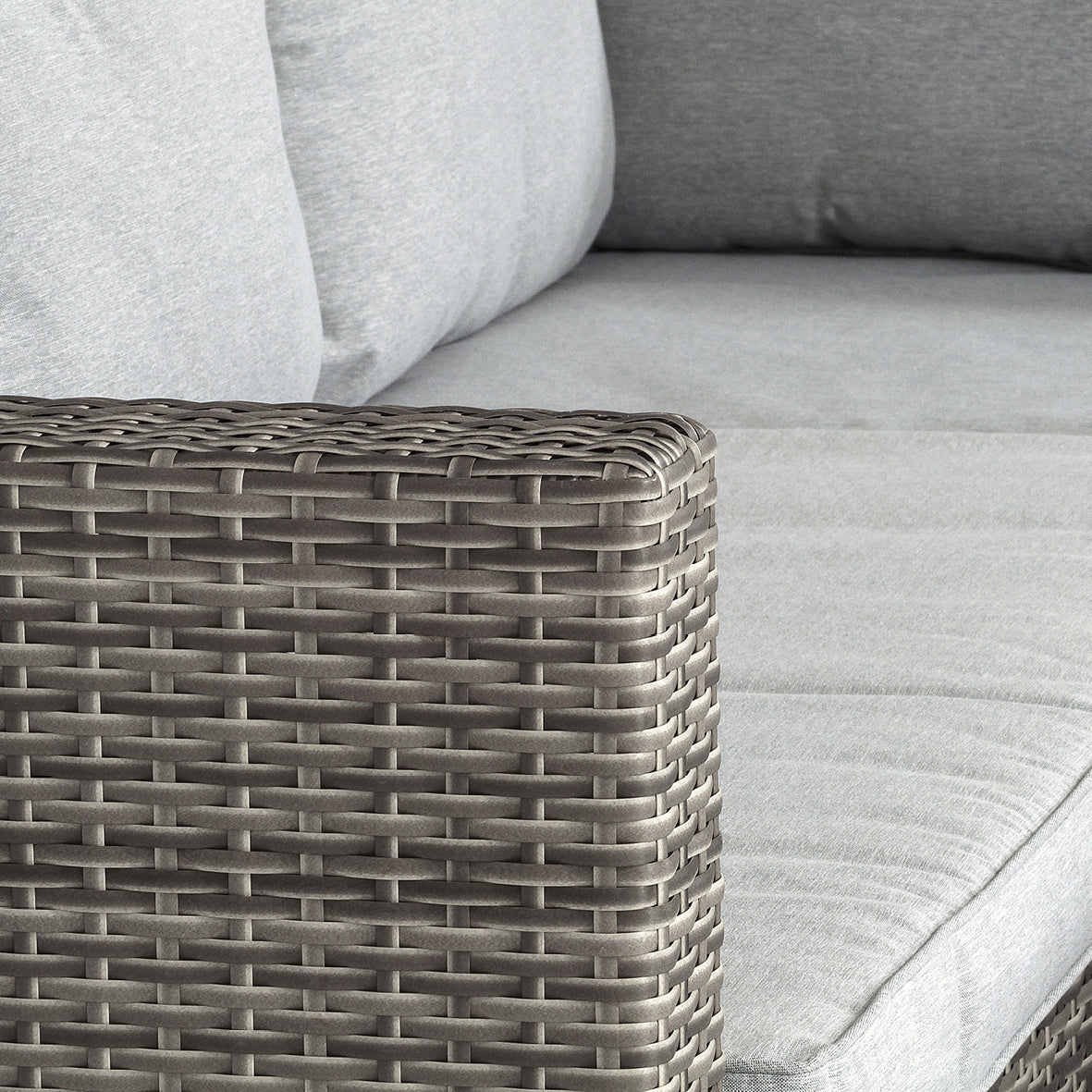 Florida Corner Sofa with Large Stool in Grey Rattan