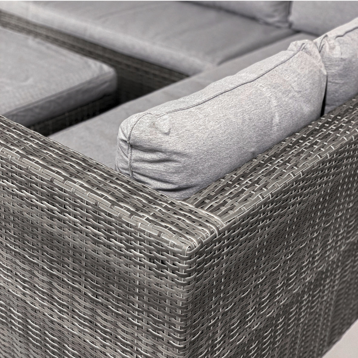 Florida Corner Sofa with Large Stool in Grey Rattan