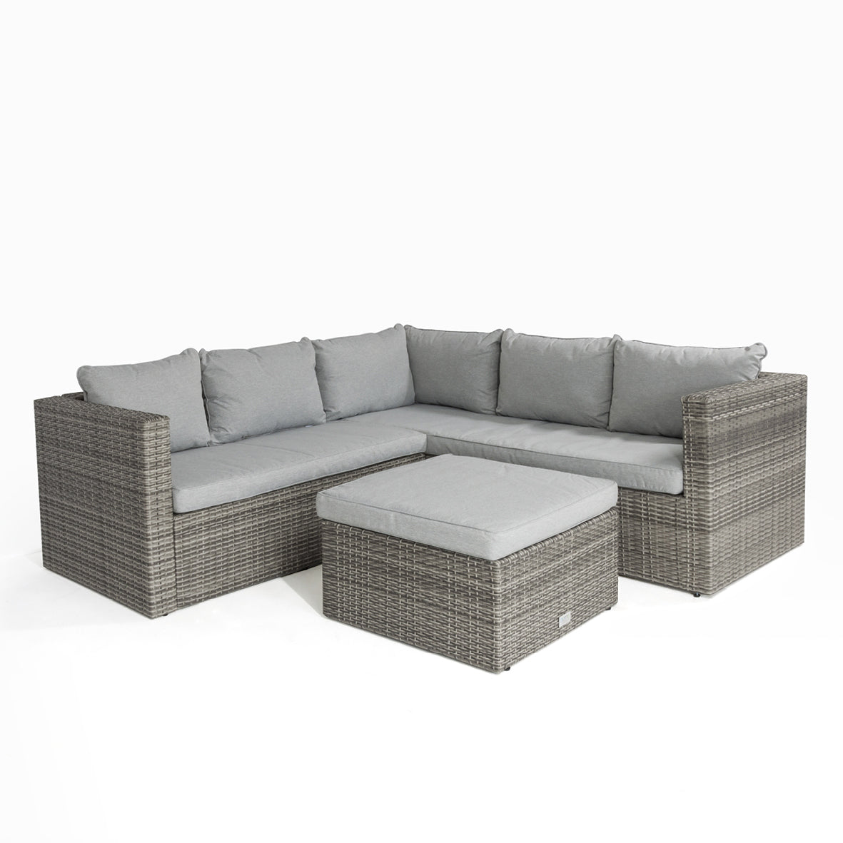 Florida Corner Sofa with Large Stool in Grey Rattan