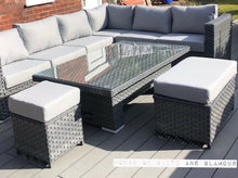 Load image into Gallery viewer, Monte Carlo Rattan Wide Corner Sofa With Rising Dining Table Set In Grey
