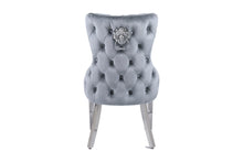 Load image into Gallery viewer, Giselle Grey Silver Lion Knocker Dining Chair