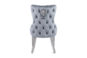 Giselle Grey Silver Lion Knocker Dining Chair