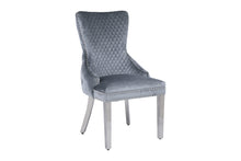 Load image into Gallery viewer, Giselle Grey Silver Lion Knocker Dining Chair