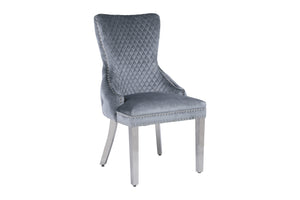 Giselle Grey Silver Lion Knocker Dining Chair