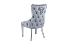 Load image into Gallery viewer, Giselle Grey Silver Lion Knocker Dining Chair