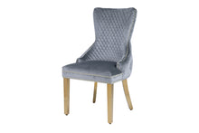 Load image into Gallery viewer, Giselle Grey Gold Lion Knocker Dining Chair