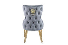 Load image into Gallery viewer, Giselle Grey Gold Lion Knocker Dining Chair