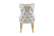 Load image into Gallery viewer, Giselle Cream Gold Lion Knocker Dining Chair