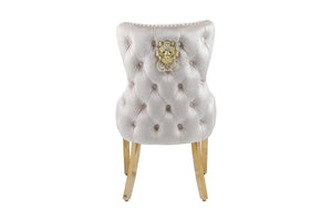 Giselle Cream Gold Lion Knocker Dining Chair