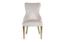 Load image into Gallery viewer, Giselle Cream Gold Lion Knocker Dining Chair