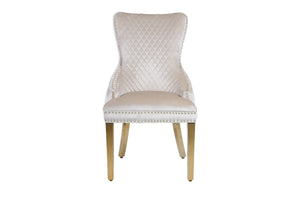 Giselle Cream Gold Lion Knocker Dining Chair