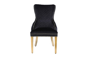 Giselle Black Gold Lion Knocker Dining Chair