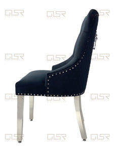 Chelsea Black Velvet Lion Knocker Dining Chair