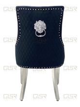 Load image into Gallery viewer, Chelsea Black Velvet Lion Knocker Dining Chair
