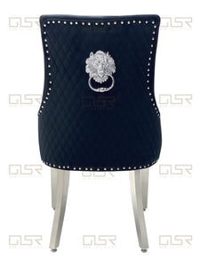 Chelsea Black Velvet Lion Knocker Dining Chair