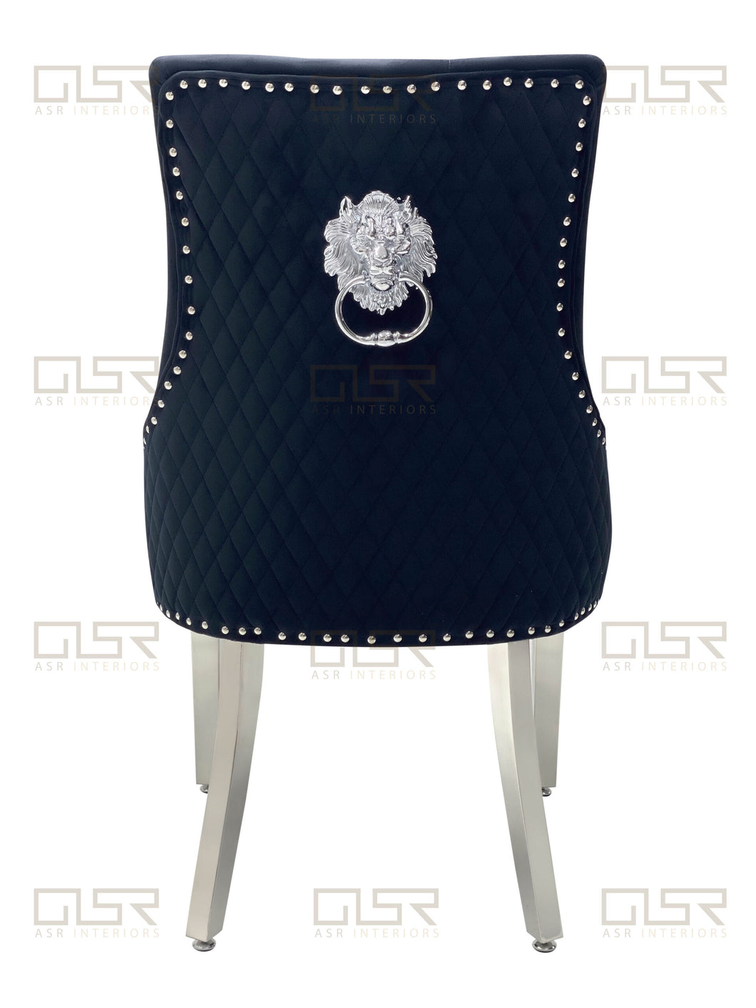Chelsea Black Velvet Lion Knocker Dining Chair