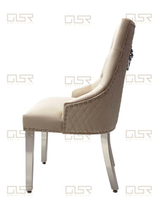 Chelsea Mink Velvet Lion Knocker Dining Chair