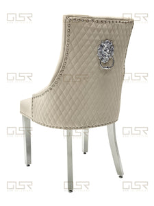 Chelsea Mink Velvet Lion Knocker Dining Chair