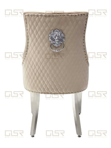 Chelsea Mink Velvet Lion Knocker Dining Chair