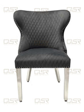 Load image into Gallery viewer, Valentina Grey Velvet Lion Knocker Dining Chair