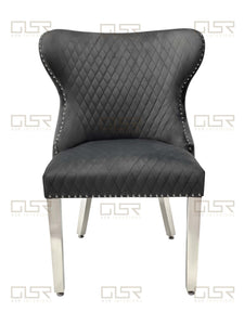 Valentina Grey Velvet Lion Knocker Dining Chair