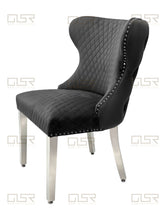 Load image into Gallery viewer, Valentina Grey Velvet Lion Knocker Dining Chair