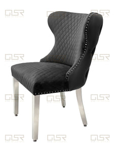 Valentina Grey Velvet Lion Knocker Dining Chair