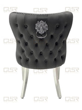 Load image into Gallery viewer, Valentina Grey Velvet Lion Knocker Dining Chair