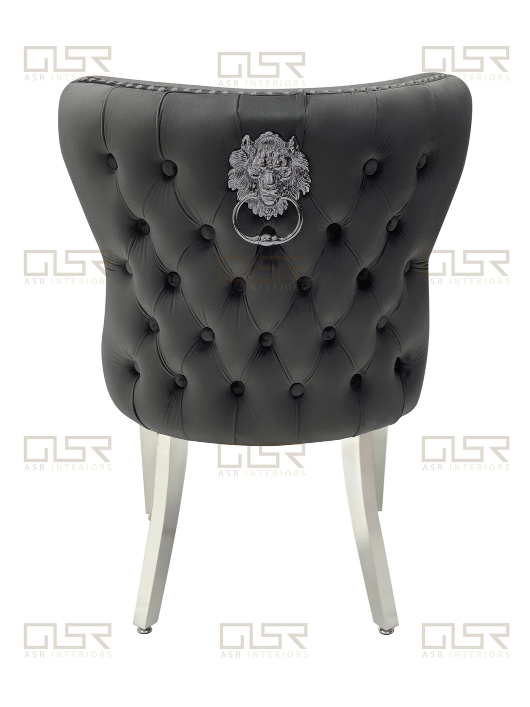 Valentina Grey Velvet Lion Knocker Dining Chair