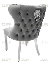 Load image into Gallery viewer, Valentina Grey Velvet Lion Knocker Dining Chair