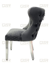 Load image into Gallery viewer, Valentina Grey Velvet Lion Knocker Dining Chair