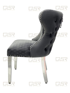 Valentina Grey Velvet Lion Knocker Dining Chair