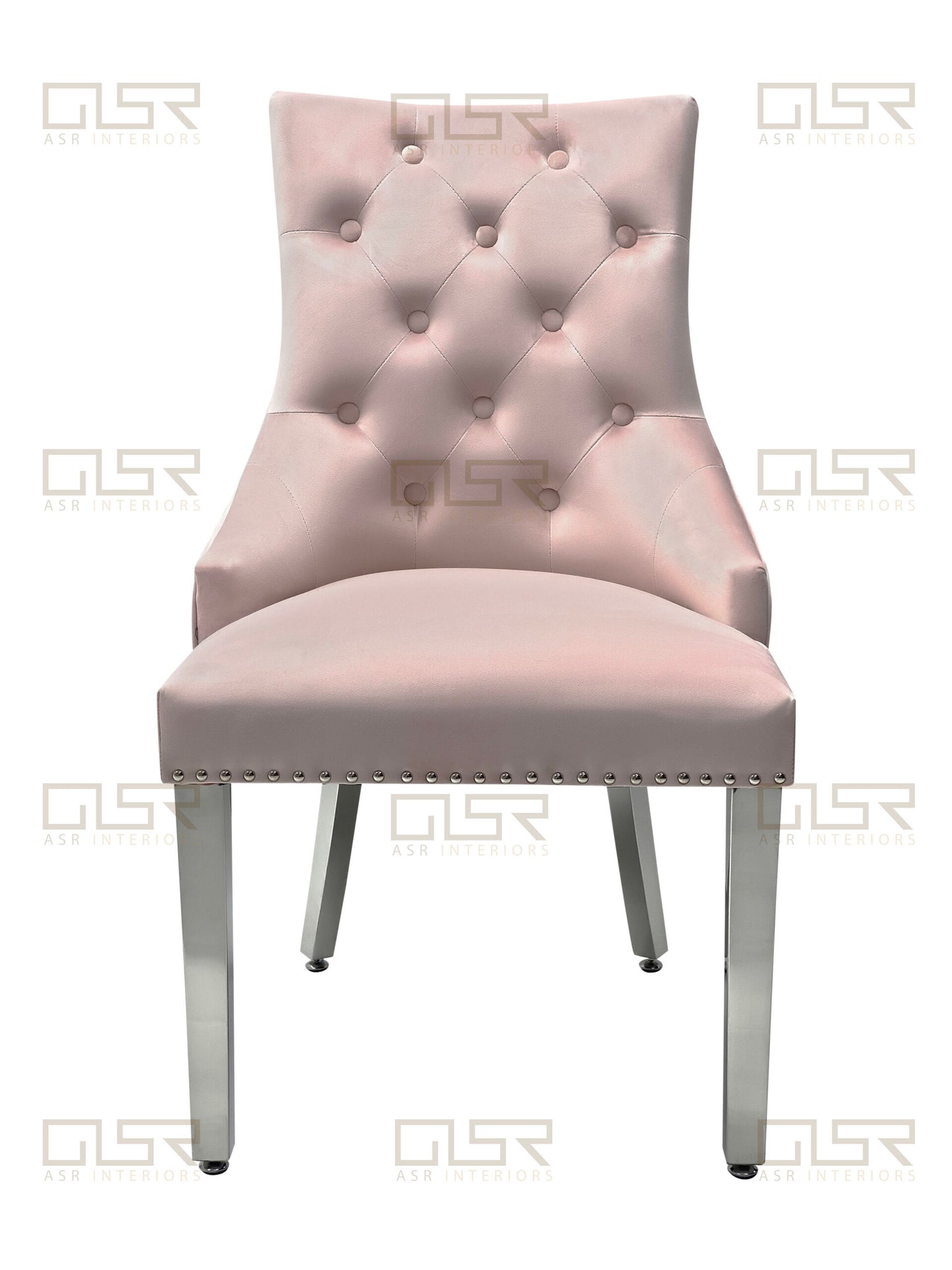 Chelsea Pink Velvet Lion Knocker Dining Chair