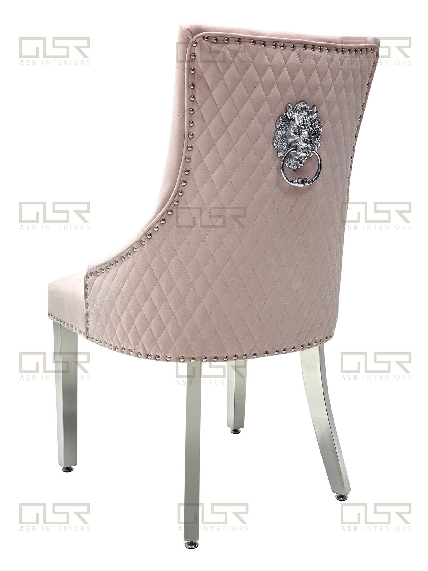 Chelsea Pink Velvet Lion Knocker Dining Chair