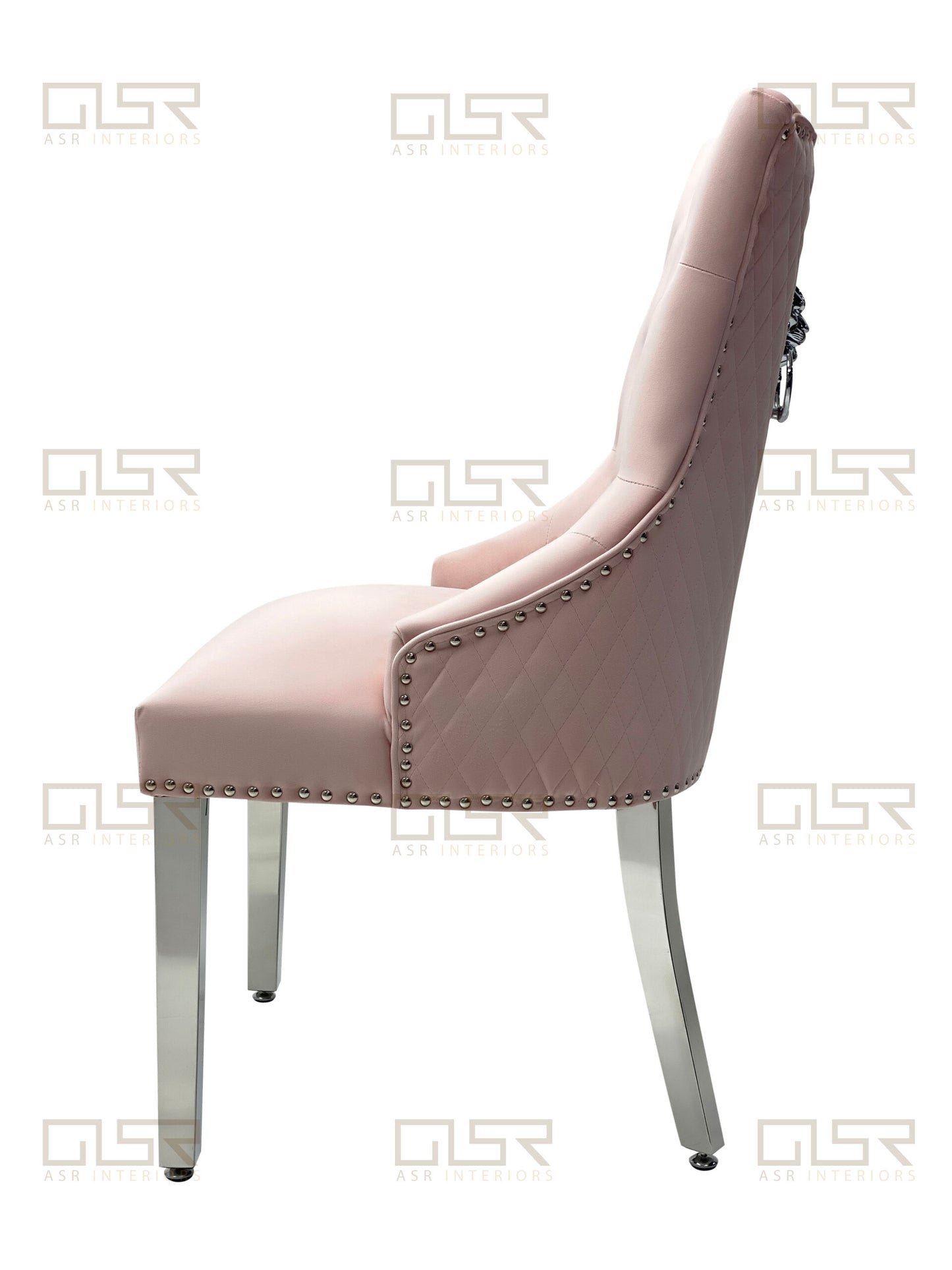 Chelsea Pink Velvet Lion Knocker Dining Chair