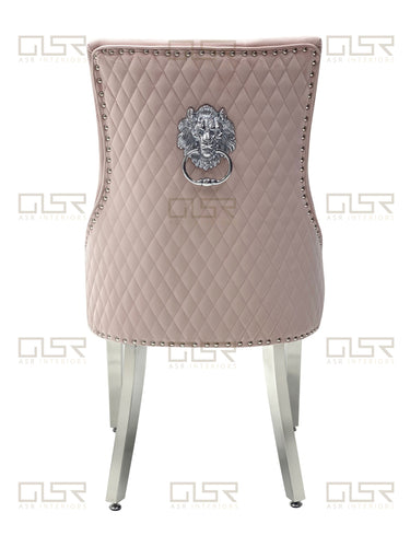Chelsea Pink Velvet Lion Knocker Dining Chair