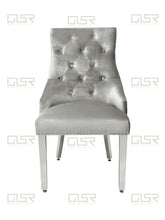 Load image into Gallery viewer, Chelsea Silver Velvet Lion Knocker Dining Chair