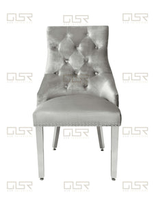Chelsea Silver Velvet Lion Knocker Dining Chair