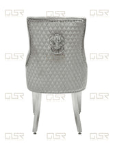Load image into Gallery viewer, Chelsea Silver Velvet Lion Knocker Dining Chair
