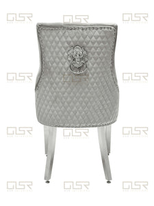 Chelsea Silver Velvet Lion Knocker Dining Chair