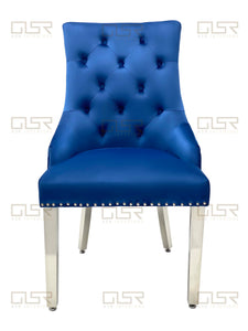 Chelsea Navy Velvet Lion Knocker Dining Chair